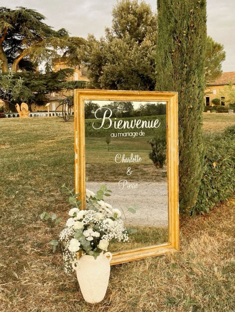 Miroir de bienvenue mariage vintage Miroir de bienvenue mariage vintage