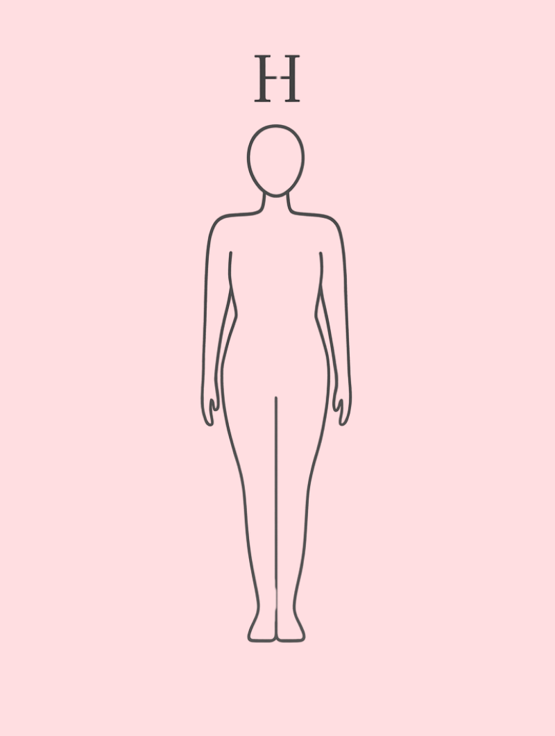 Morphologie en H (épaules et hanches alignées, taille peu marquée) Morphologie en H (épaules et hanches alignées, taille peu marquée)