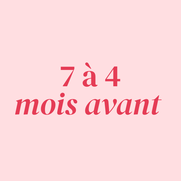 7 à 4 mois avant le mariage : checklist