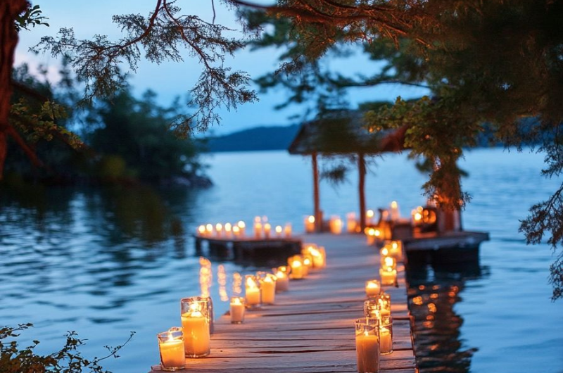 Allée bougies photophores pour l'allée