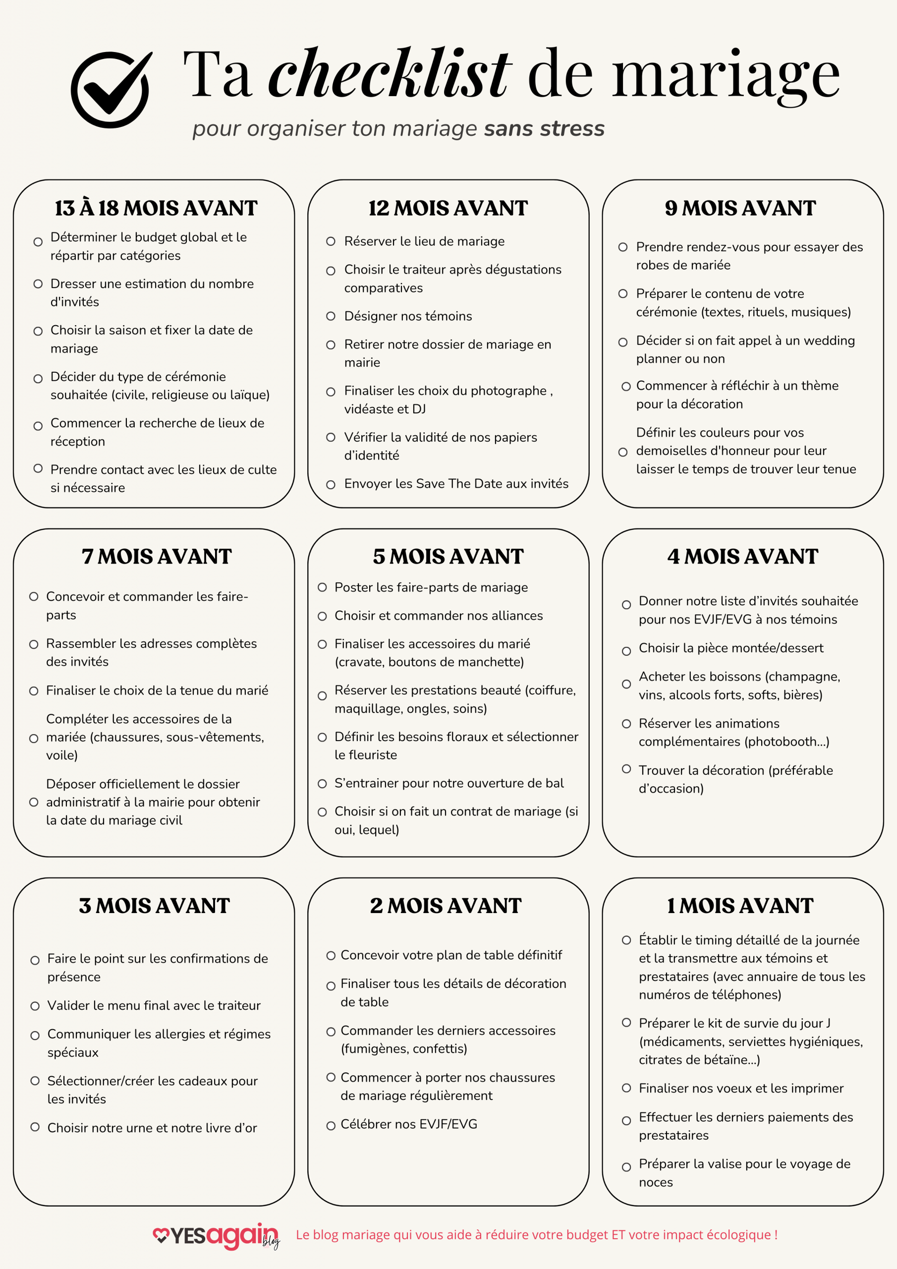 Checklist de mariage à télécharger pour organiser et planifier sans stress Checklist de mariage à télécharger pour organiser et planifier sans stress