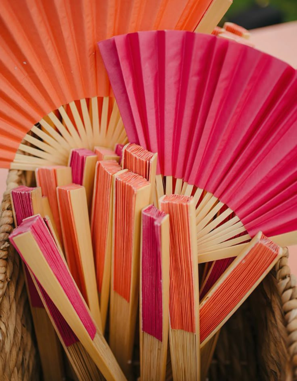 cadeaux invités éventail orange & fuchsia cadeaux invités éventail orange & fuchsia